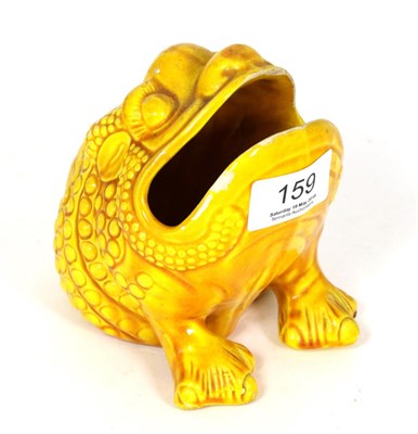 Lot 159 - A Wardle pottery spoon warmer, in the form of a toad, mustard glaze, impressed mark, 12cm