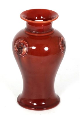 Lot 160 - A William Moorcroft Flamminian Ware vase, red glaze, signed W Moorcroft, 20cm (restored)