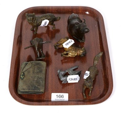 Lot 166 - Three cold painted bronzes, a Chinese bronze water buffalo etc (qty)