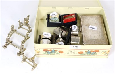 Lot 175 - Various cased silver napkin rings, plated knife rests etc (qty)