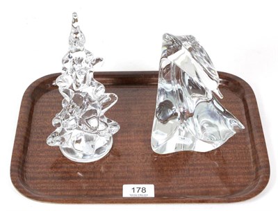 Lot 178 - A Daum glass model of a swan, and another of a Christmas tree, the larger 20cm high (2)