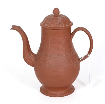 Lot 180 - An 18th Century Staffordshire redware coffee pot, circa 1770, baluster form with engine turned...