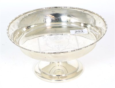 Lot 203 - A George V silver pedestal dish, William Aitkin, Birmingham 1913, engraved with ribbon tied...