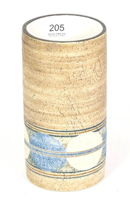 Lot 205 - A Troika cylindrical vase, marked PB, 19cm high