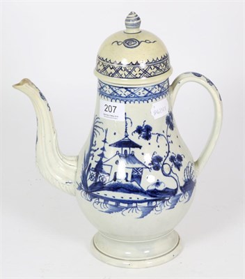 Lot 207 - An 18th century Liverpool pearlware coffee pot, circa 1780 (cover restored)