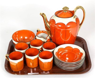 Lot 218 - A Phoenix China Art Deco style lustre coffee set, comprising six cups and saucers (one a.f.)