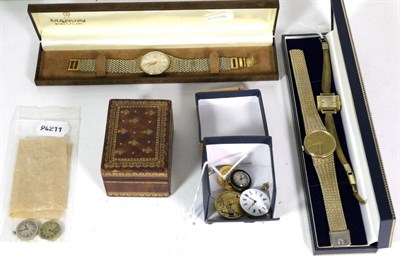 Lot 236 - Lady's gold cased wristwatch; Longines fob watch and other assorted watches and watch movements