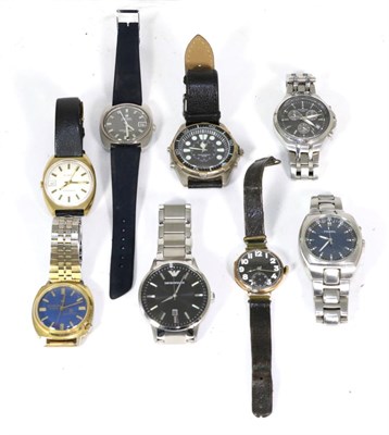 Lot 246 - A Roamer automatic wristwatch, plated watch signed Caravelle and six other wristwatches