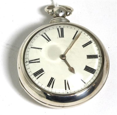 Lot 257 - A silver pair cased verge pocket watch, both inner and outer cases with a London hallmark for 1834