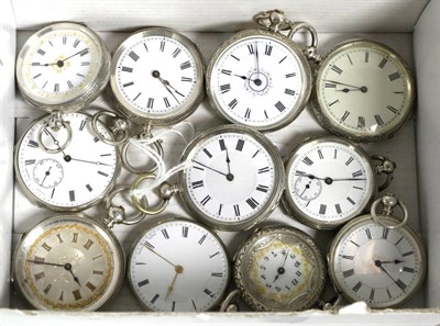 Lot 266 - Eleven ladies fob watches, two cases with London and Birmingham silver hallmarks, some cases...