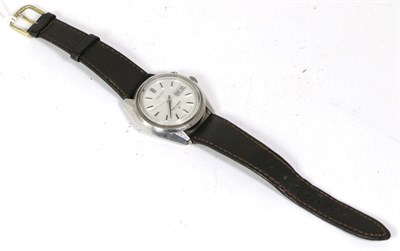 Lot 269 - A stainless steel automatic calendar centre seconds alarm wristwatch, signed Seiko, Bell-Matic