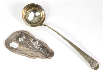 Lot 283 - An 18th century silver soup ladle, marks indistinct, probably George Smith, and a silver...