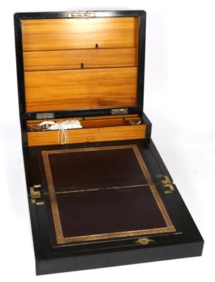Lot 299 - A 19th century burr walnut writing slope with fitted interior