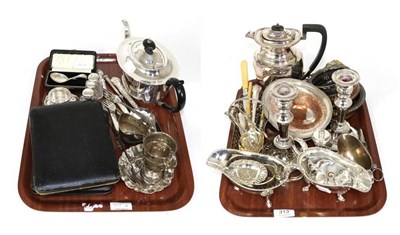 Lot 313 - Assorted silver items to include a small twin handled trophy; small dish; glass jars;...