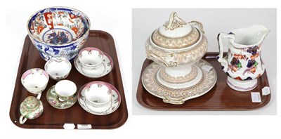 Lot 326 - A Canton porcelain tea bowl and saucer, 19th century; and a matching miniature teapot; various 18th