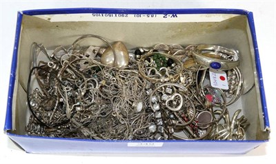 Lot 349 - A large quantity of silver and metal jewellery, including a lapis lazuli set chased silver...