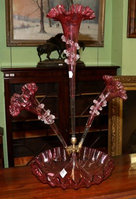 Lot 356 - A Victorian cranberry epergne
