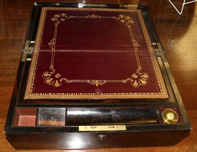 Lot 365 - A Victorian ebony travelling writing slope