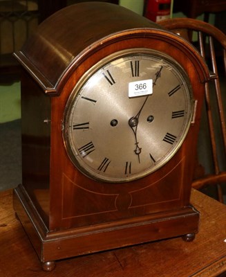 Lot 366 - A mahogany chiming mantel clock, movement backplate stamped W&H