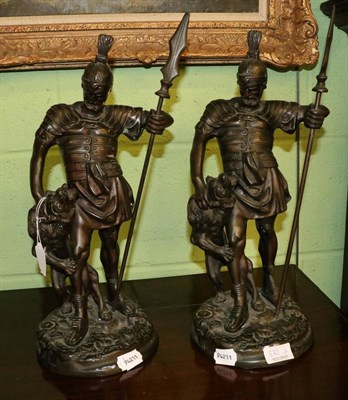 Lot 370 - A pair of bronze figures of gladiators