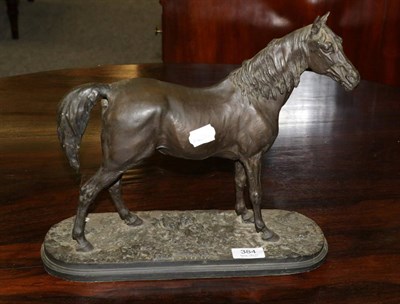 Lot 384 - A patinated resin group of a horse ";Ibrahim";, after the model by Pierre Jules Mene