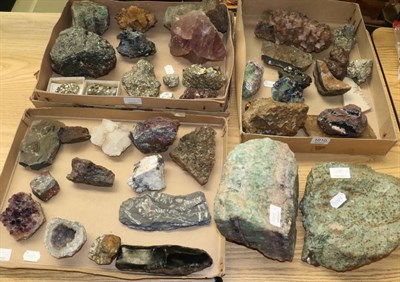 Lot 1010 - Minerals: Three Trays of Miscellaneous World Mineral Specimens, plus a large specimen of...