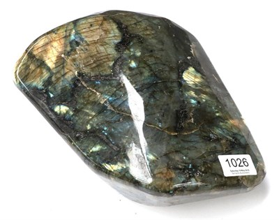 Lot 1026 - Minerals: Labradorite Freeform Specimen, Madagascar.  A beautiful polished mineral that changes...