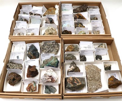 Lot 1028 - Minerals: Four Trays of Mineral Specimens from Cornwall including; Azurite, Cassiterite, Olivenite