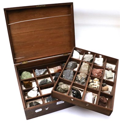 Lot 1039 - Minerals: An Antique set of Petrological Specimens; in an original fitted wood case