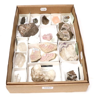 Lot 1043 - Minerals: A Tray of Minerals Specimens from world wide locations (19)