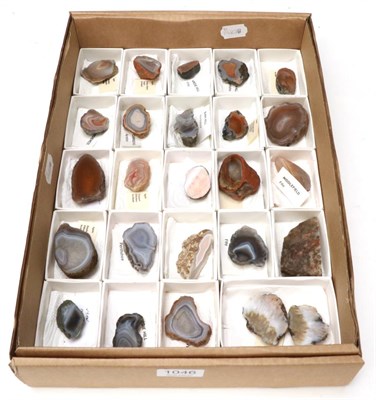 Lot 1046 - Minerals: A Tray of 25 Polished Scottish Agates, all with location labels (25)