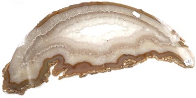 Lot 1057 - Minerals: A Large Polished Slice of Agate; with a crystallised rock crystal centre and citrine...