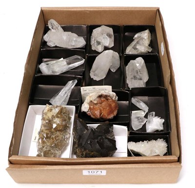 Lot 1071 - Minerals: 10 Rock Crystal Quartz Specimens from Golas, Brazil together with 4 British Quartz groups