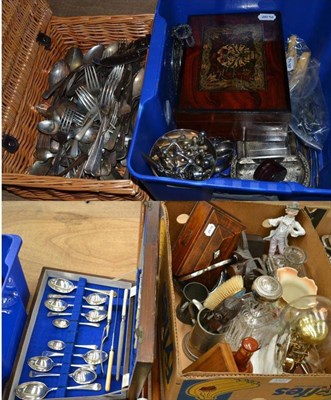 Lot 1107 - Plated ware, boxes, walking sticks etc (qty)