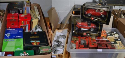 Lot 1146 - A collection of assorted modern Diecast models including Burago, Lledo Yesteryear etc (four boxes)