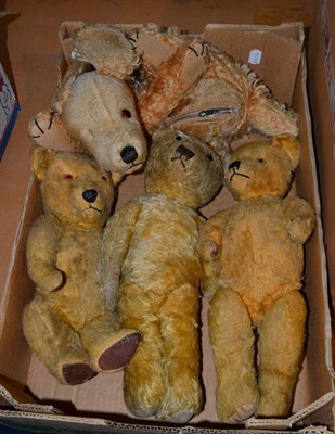 Lot 1150 - Merrythought dog pyjama case, Chiltern teddy bear and two others similar (4)