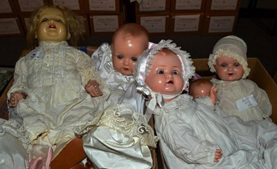 Lot 1160 - Quantity of assorted mainly composition head dolls and a modern bisque doll (three boxes)