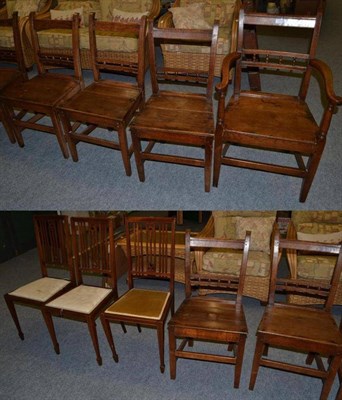 Lot 1183 - A set of seven (6+1) 19th century oak chairs and three Edwardian mahogany chairs (10)