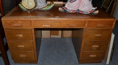 Lot 1191 - An oak pedestal desk