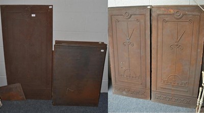 Lot 1208 - A set of nine Art Deco cast iron panels, 122cm by 59cm; together with eight plain cast iron panels