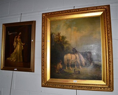 Lot 1227 - English school (19th century) Horses and figures, oil on canvas, 73cm by 60cm; with Charles J....