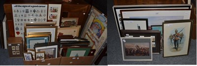 Lot 1242 - A large accumulation of military-related prints and similar items, mostly framed