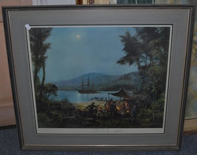 Lot 1243 - After Montague Dawson RMSA, FRSA (1890-1973) ";Gail Force";, a stamped limited edition print,...