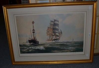 Lot 1244 - After Montague Dawson RMSA, FRSA (1890-1973) ";The Battle of Trafalgar";, signed in pencil,...