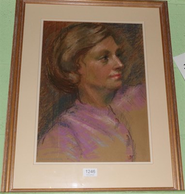 Lot 1246 - Leonard J Fuller (1891-1973), Portrait study of a lady, pastel, signed lower left, 44cm by 31cm