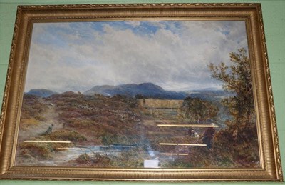 Lot 1249 - Edwin Ellis (1842-1895) Moor scene with figures, signed, watercolour, 47cm by 70cm