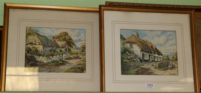 Lot 1253 - R. Macauley (late 19th/early 20th C.) Old Cheshire Cottages and A Welsh Farmstead, watercolour,...