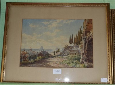 Lot 1260 - Louisa Fennell, 19th Century, A panoramic view of Rome, watercolour, signed lower right 24cm by...