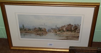 Lot 1267 - Nigel Stuart Crichton, Continental boating scene with village