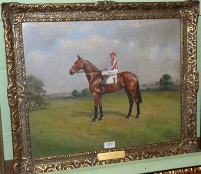 Lot 1285 - H Harris, 20th century, William Toye ridden by J. Walker, oil on canvas, signed lower right